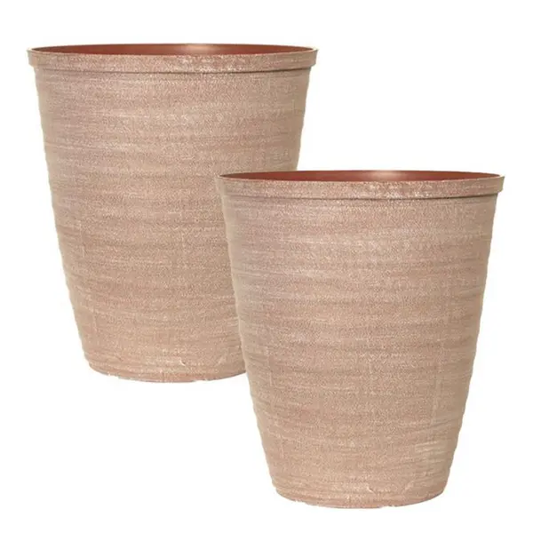 Image of YouGarden Pair of Dune Planters (28cm) - Powdered Brick 30x28x28cm Multi 39995299000