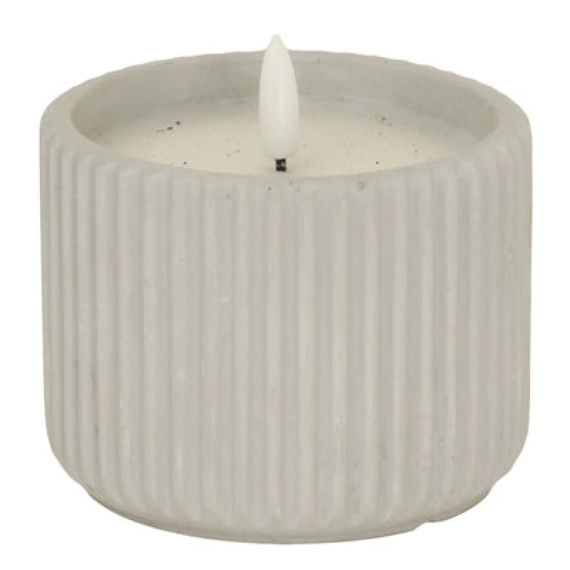 Image of Luxe Collection Natural Glow Chalk Ribbed Medium LED Candle