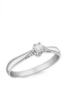 Image of Love GOLD 18ct White Gold 10pt Diamond Solitaire Ring, White Gold, Size H, Women