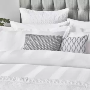 Image of Peacock Blue Hotel Capella Single Duvet Cover Set, White