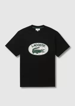 Image of Lacoste Mens Regular Fit Branded Monogram Print T-Shirt Size 3 - S Black