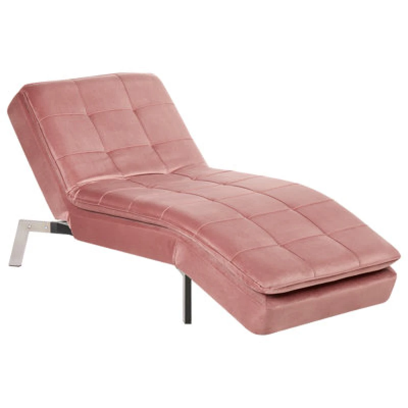 Image of Beliani Chaise Longue Loiret Velvet Pink