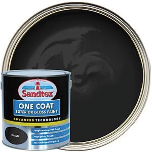 Image of Sandtex One Coat Exterior Gloss Paint - Black 2.5L