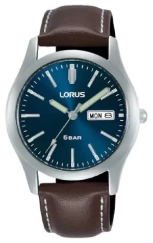 Image of Lorus Classic 38mm Quartz Blue Dial Leather Strap Watch
