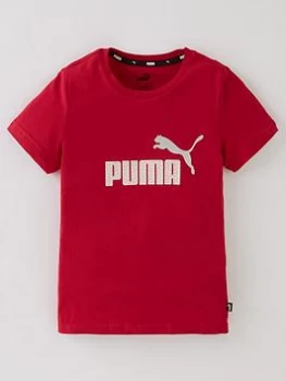 Image of Puma Girls Essentials + Logo T-Shirt - Red, Size 15-16 Years, Women