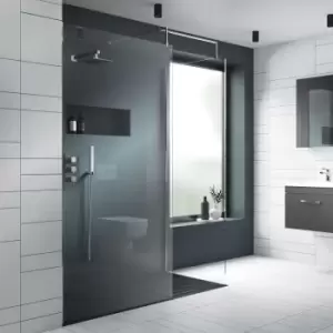 Image of Nuie Wet Room Screen 1850mm High x 1100mm Wide with Support Bar 8mm Glass - Chrome