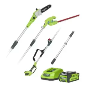 Image of Greenworks 40V 20cm (8") Cordless Pole Pruner & 51cm (20") Cordless Hedge Trimme