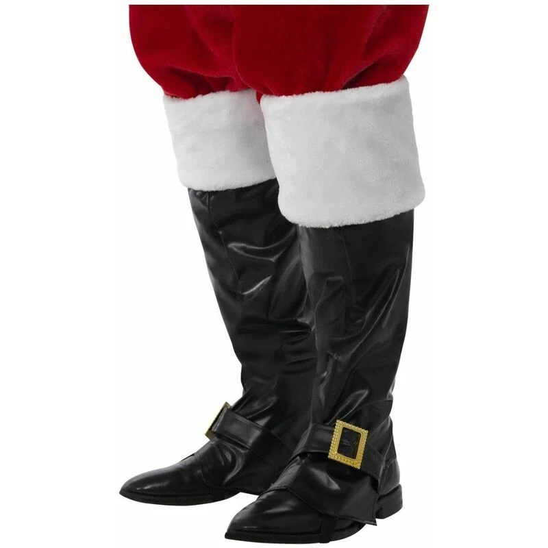 Image of SMIFFYS Santa Boot Covers Deluxe Black Fur Tops [21419] 21419