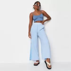 Image of Missguided Petite Straight Trousers - Blue