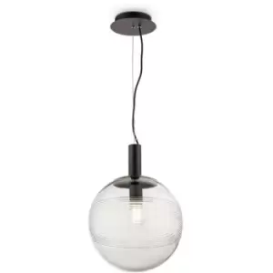 Image of Maytoni Perlas Pendant Globe Pendant Ceiling Light Black, Glass Clear Shade