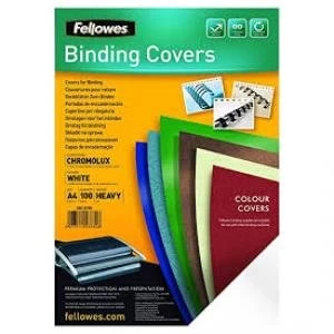 Image of Fellowes A4 Chromolux Gloss Binding Cover with Leather Texture Pack of