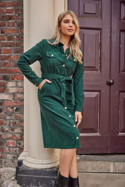 Image of Cord Shirt Dress