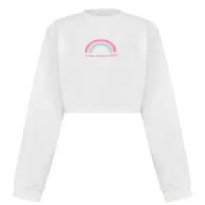 Image of Skinny Dip Rainbow Crop Sweatshirt - White