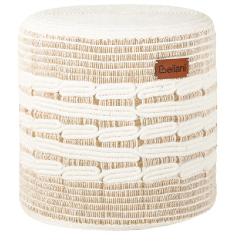 Image of Beliani Boho Pouffe Abtin Jute White