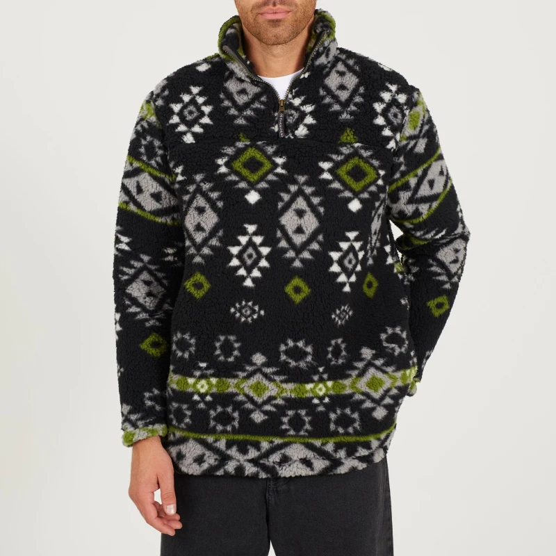 Image of Brave Soul Brave Soul Men Quarter Zip Print Fleece in Black Size: Small Black S Male 5063487037049