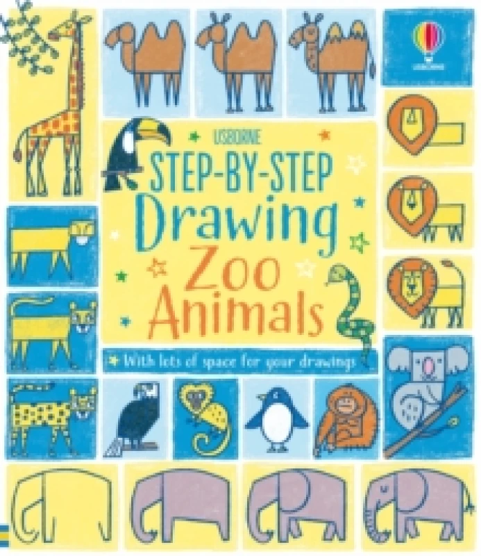 Image of Fiona Watt Step-by-step Drawing Zoo Animals Book Multi unisex
