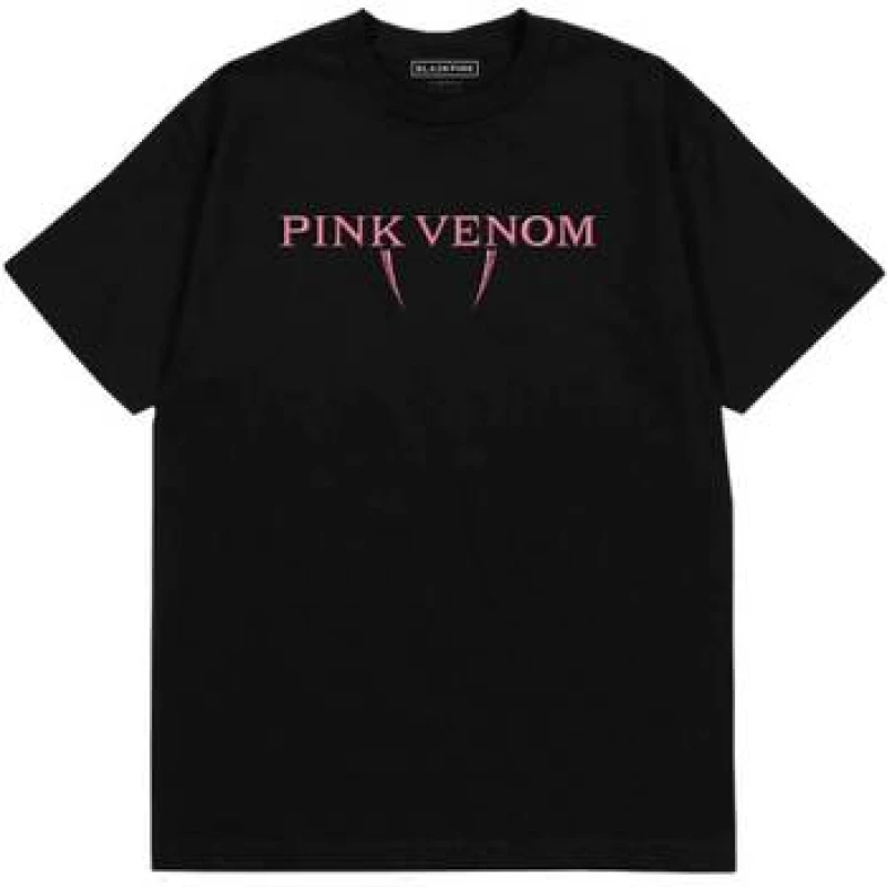 Image of BlackPink BlackPink Men Pink Venom Back Print Cotton Logo T-Shirt in Black Size: 2X-large Black XXL Male 5063300177693