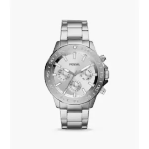 Image of Fossil Mens Bannon Multifunction Stainless Steel Watch - Silver