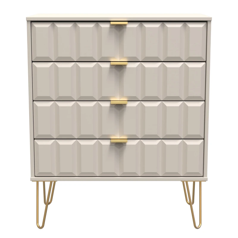 Image of Welcome Furniture Ready Assembled Cuba 4 Drawer Chest - Kashmir Matt, Cream CUF011KMK