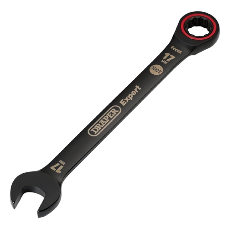 Image of Draper Expert HI-TORQ Metric Ratchet Combination Spanner, 17mm, Black 3890