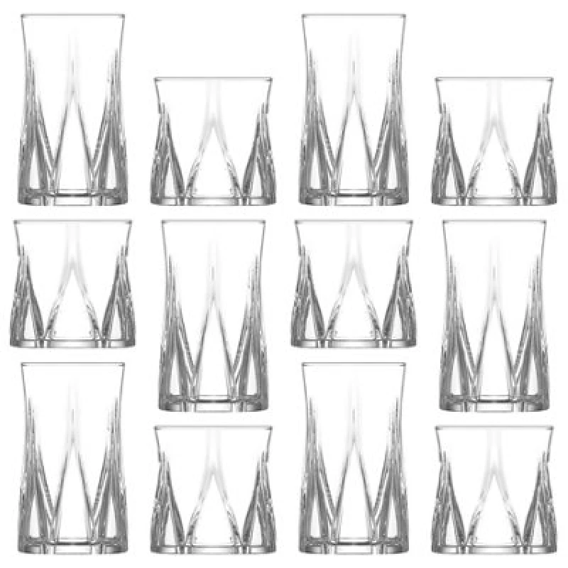 Image of Lav 12Pc Zoey Glass Tumbler Set - 300Ml/380Ml