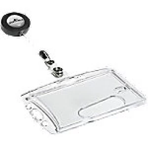 Image of Durable Security Pass Badge Holder with Badge Reel Transparent 87 x 54mm 801219 10 Pieces