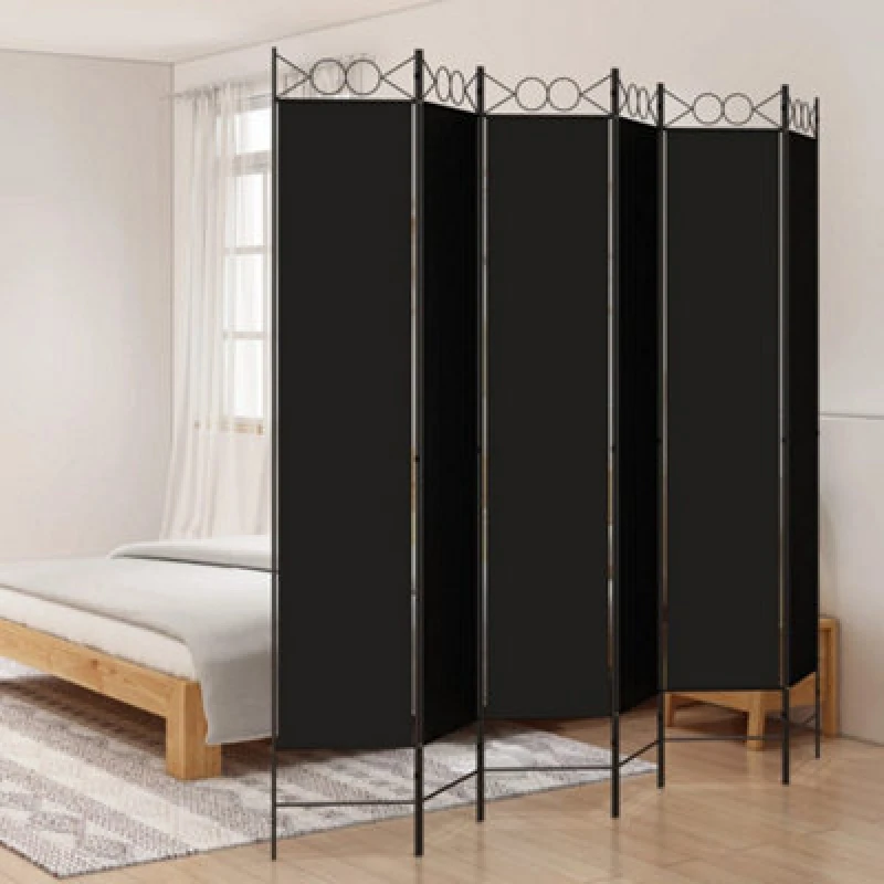 Image of Vidaxl 6-Panel Room Divider Black 240X220 Cm Fabric Room Dividers