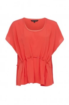 Image of French Connection Classic Crepe Light Draw Waist Top Red
