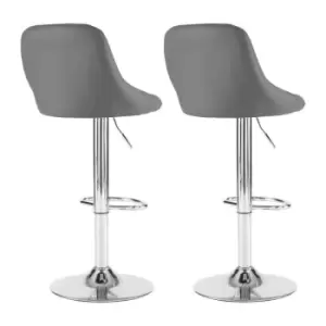 Image of Neo Dark Grey Madrid Faux Leather Chrome Adjustable Breakfast Bar Stools Set Of 2