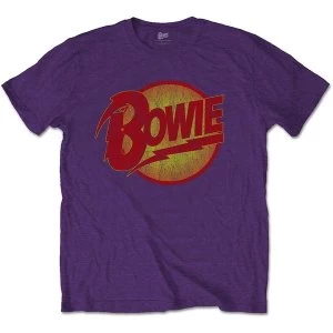 Image of David Bowie - Vintage Diamond Dogs Logo Unisex Large T-Shirt - Purple