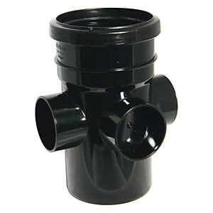 Image of FloPlast SP581B Boss Pipe With 3 Sockets Socket/Spigot - Black 110mm