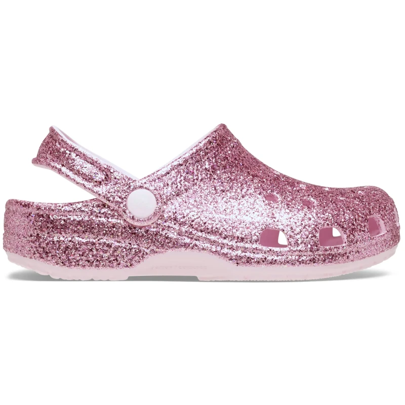 Image of Crocs Kids Classic Chunky Glitter Clogs Pink Milk J2