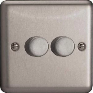 Image of Varilight Classic 2-Gang 2-Way Push-On/Off Rotary LED Dimmer - Matt Chrome - JSP252