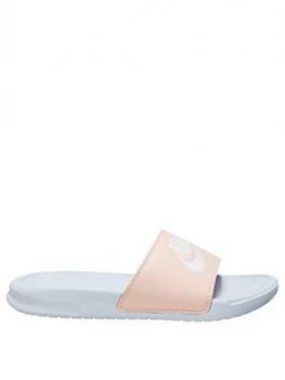 Image of Nike Benassi Just Do It Slides - Blue/Pink , Blue/Pink, Size 5, Women