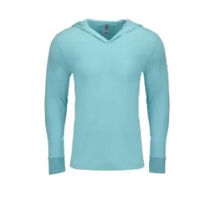 Image of Next Level Adults Unisex Tri-Blend Long Sleeve T-Shirt Hoodie (S) (Tahiti Blue)