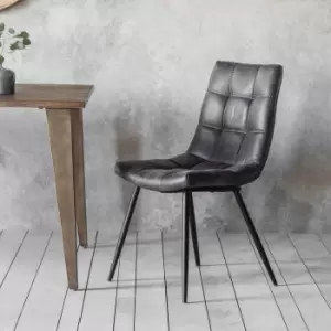 Image of Gallery Direct Set of 2 Darwin Grey Leather Dining Chairs Set of 2
