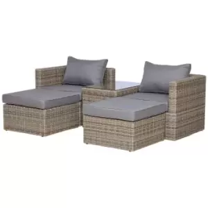 Image of Outsunny 5 Pcs Rattan Garden Furniture Set Single Sofa Stool Coffeetable