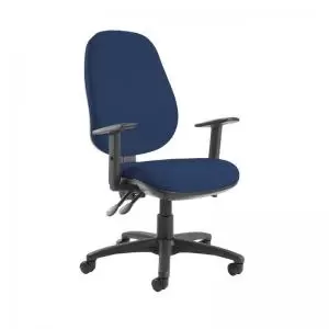 Image of Jota extra high back operator chair with adjustable arms - Costa Blue