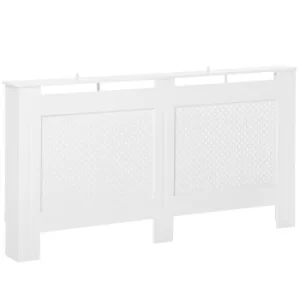 Image of HOMCOM Wooden Radiator Cover Heating Cabinet Modern Home Furniture Grill Style White Painted (Large)