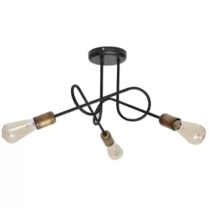 Image of Oxford Multi Arm Semi Flush Ceiling Light Black, Patina 50cm