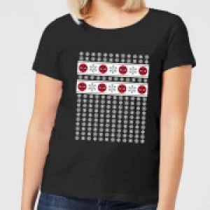 Image of Marvel Deadpool Snowflakes Womens Christmas T-Shirt - Black