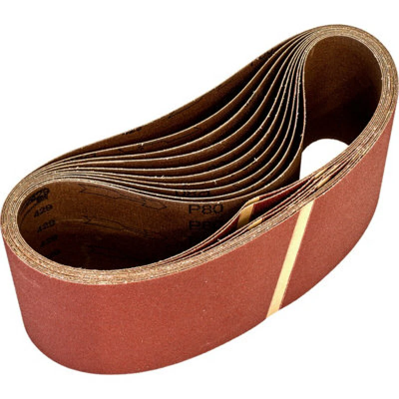 Image of Loops 10 PACK - 100mm x 620mm Sanding Belts - 80 Grit Aluminium Oxide Cloth Backed Multi
