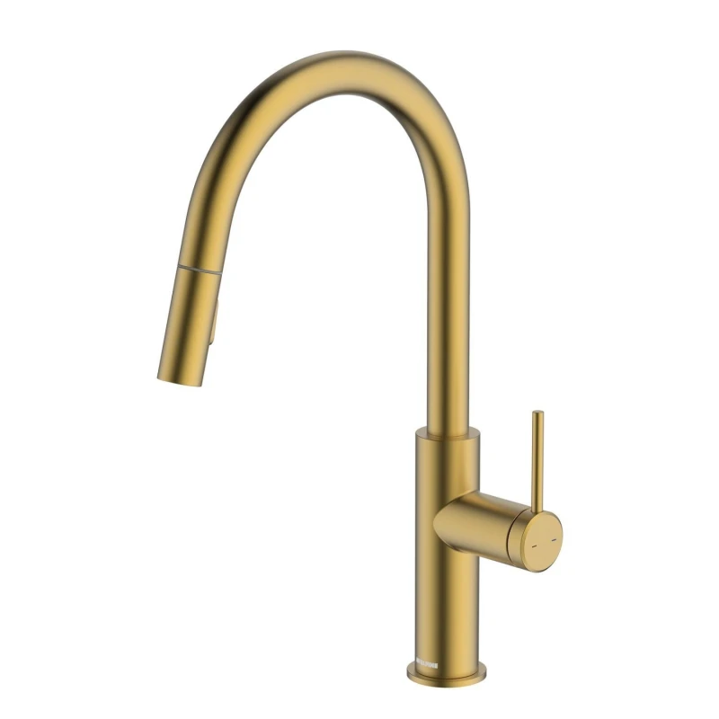Image of McAlpine McAlpine Ness Side Lever Pull Out Kitchen Mixer Tap - Brushed Brass Bronze