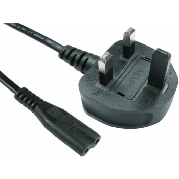 Image of 16-1724 1.8m UK Plug IEC C7 (figure 8) Black Mains Lead - Truconnect