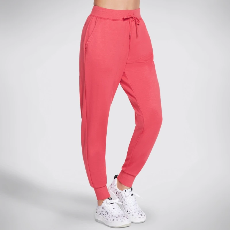 Image of Skechers Womens Closed Hem Fleece Joggers Red/Pink female 16 (XL)