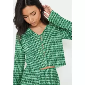 Image of Missguided Cropped Button Cardi Geo - Green