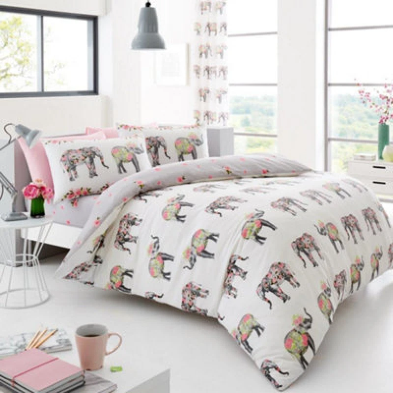 Image of Smart Living Smart Living Printed Duvet Cover and Pillowcase Set in White Size: Double White Double Unisex 5051346152941