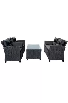 Image of Luxury Charcoal Rattan 4 Piece Garden Furniture Set