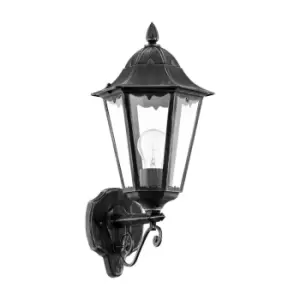 Image of IP44 Outdoor Wall Light Black & Silver Patina Up Lantern 1 x 60W E27 Bulb