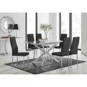 Image of Furniture Box LIRA 120 Extending Dining Table and 6 Black Milan Chairs